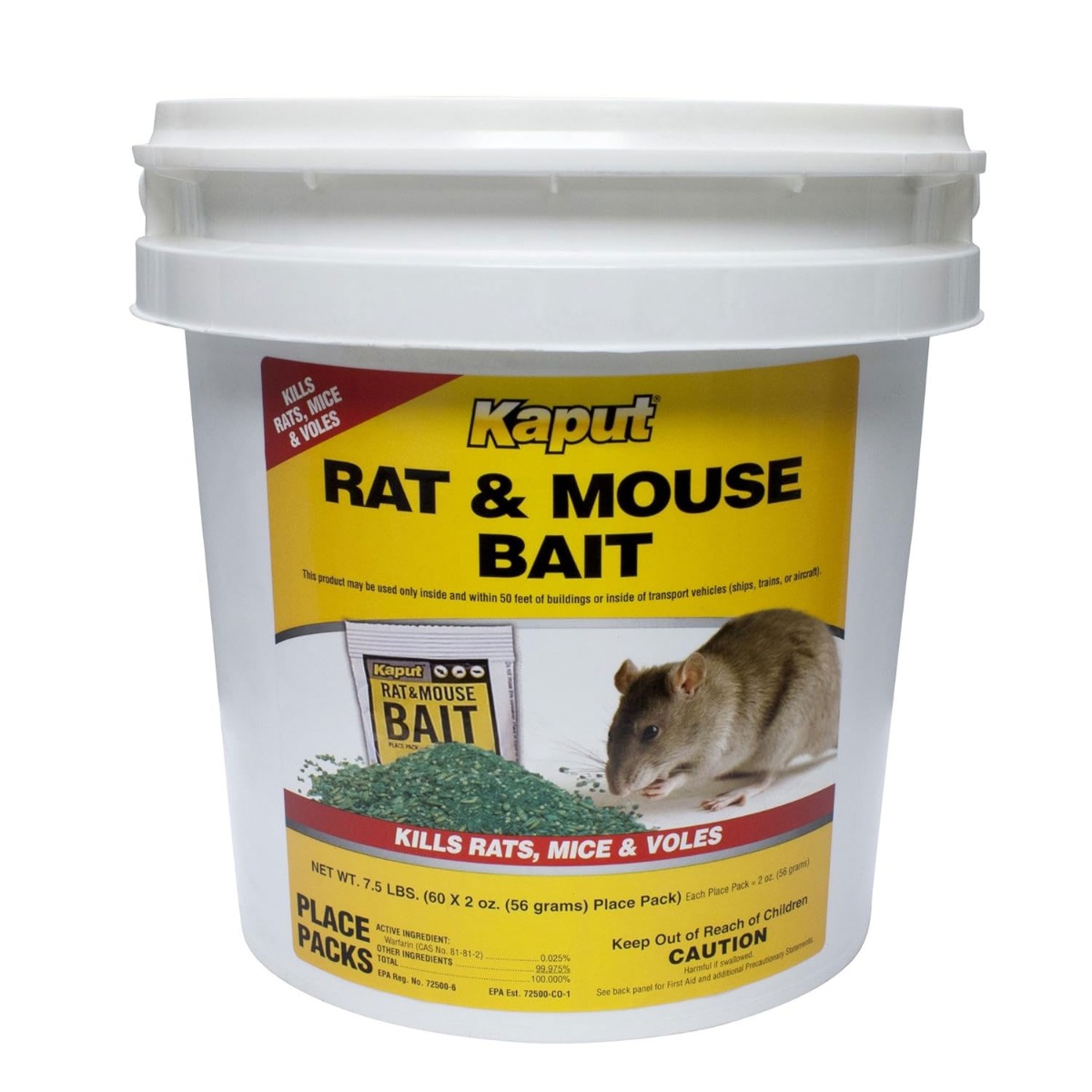 Kaput Rat, Mice, Vole Bait Pellets- 60 pks