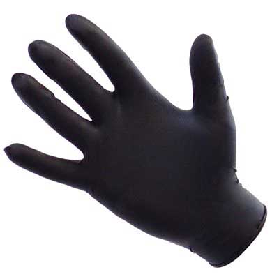 Shubee Black Gauntlet Silver Edition  Black Nitrile Gloves (100 per box)-Medium
