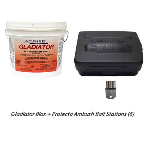 Gladiator Blox + Protecta Rat Ambush Bait Stations (6) + 1 Key