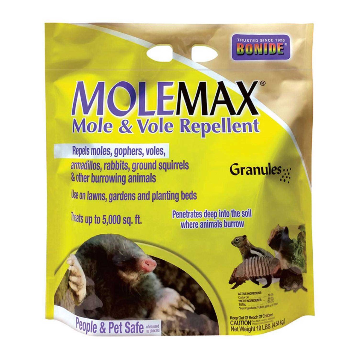 Bonide MoleMax - Mole, Vole, Gopher Repellent - 10 lbs